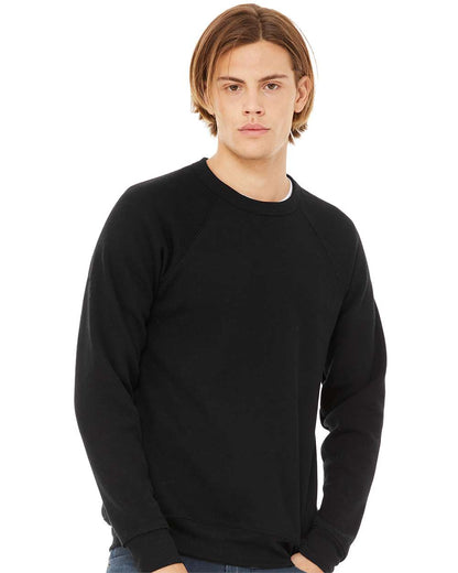 BELLA + CANVAS Sponge Fleece Raglan Crewneck Sweatshirt 3901 #colormdl_Black