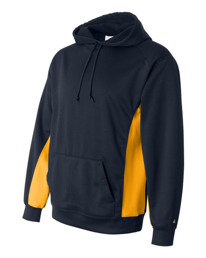 Badger Men's Performance Fleece Hooded Sweatshirt 1454 #color_Navy/ Gold