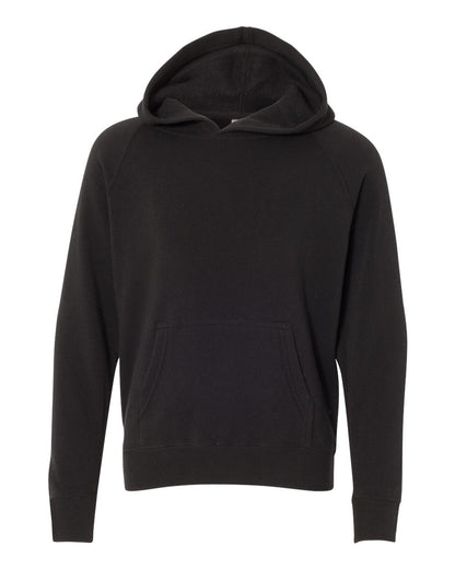 Independent Trading Co. Youth Lightweight Special Blend Raglan Hooded Sweatshirt PRM15YSB #color_Black