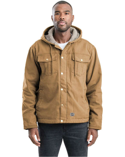 Berne Apparel Men's Vintage Washed Sherpa-Lined Hooded Jacket HJ57 #colormdl_Brown Duck