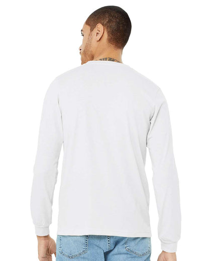 BELLA + CANVAS Heather CVC Long Sleeve Tee 3501CVC #colormdl_Solid White Blend