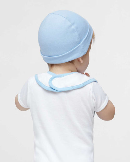 Rabbit Skins Infant Contrast Trim Premium Jersey Bib 1004 #colormdl_White/ Light Blue
