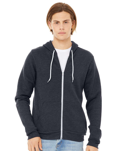 BELLA + CANVAS Sponge Fleece Full-Zip Hoodie 3739 #colormdl_Heather Navy