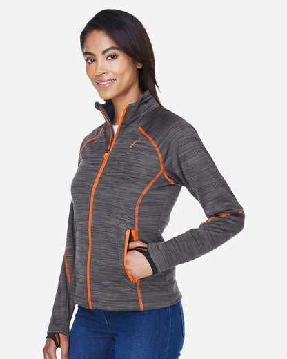 North End Women's Flux Mélange Bonded Fleece Jacket 78697 #colormdl_Carbon/ Orange Soda