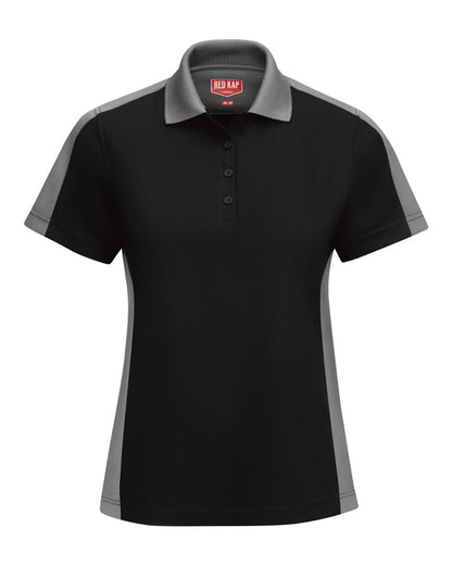 Red Kap Women's Performance Knit Two-Tone Polo SK53 #color_Black/ Charcoal