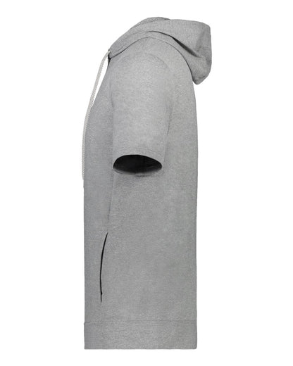 Holloway Youth Eco Revive™ Ventura Soft Knit Short Sleeve Hooded Sweatshirt 222605 #color_Grey Heather