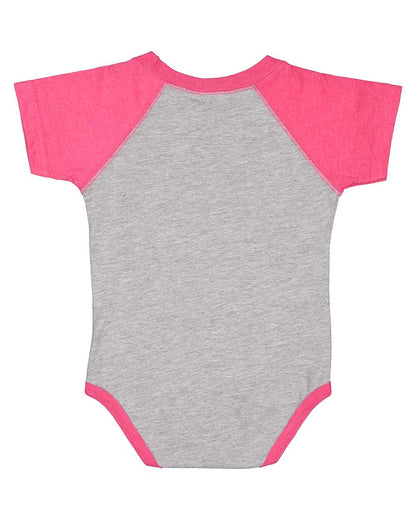 Rabbit Skins Infant Baseball Fine Jersey Bodysuit 4430 #color_Vintage Heather/ Vintage Hot Pink
