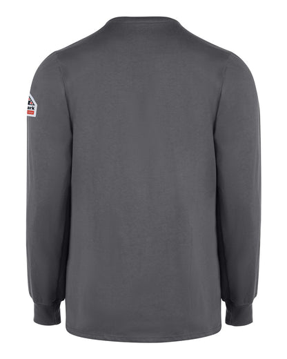 Bulwark Men's Long Sleeve Tagless Henley Shirt SEL2 #color_Charcoal