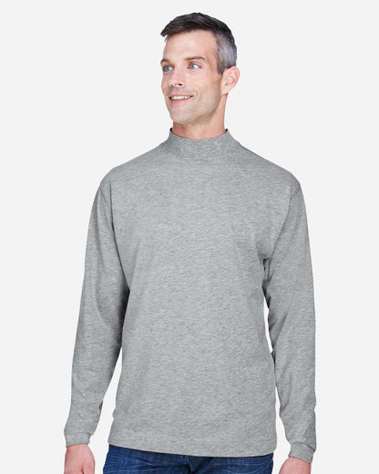 Devon & Jones Unisex Sueded Jersey Mock Neck T-Shirt D420 #colormdl_Grey Heather