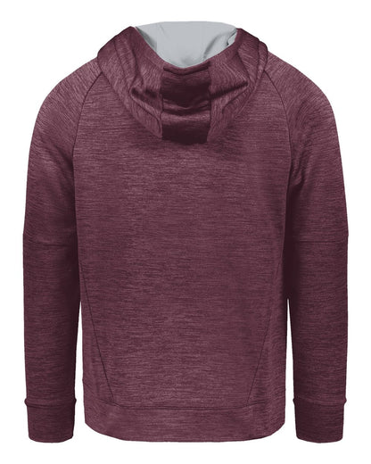 Holloway Youth All-Pro Performance Fleece Hooded Sweatshirt 223680 #color_Maroon Heather/ Silver