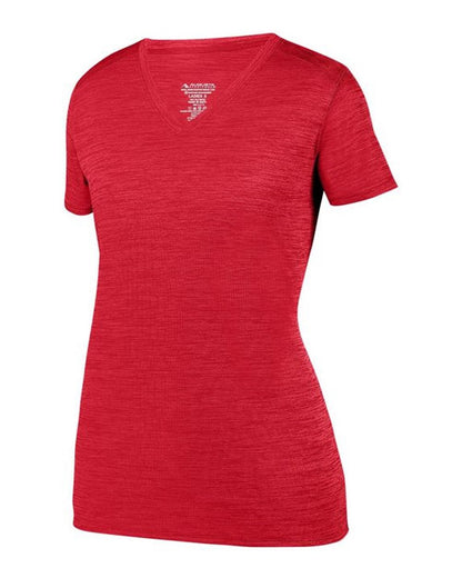 Augusta Sportswear Women's Shadow Tonal Heather Training V-Neck T-Shirt 2902 #color_Red