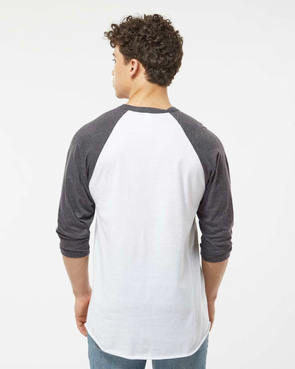 Tultex Fine Jersey Raglan T-Shirt 245 #colormdl_White/ Heather Charcoal