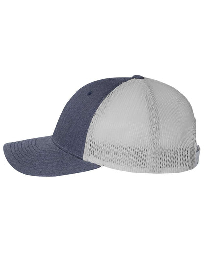Richardson Low Pro Trucker Cap 115 #color_Heather Navy/ Light Grey