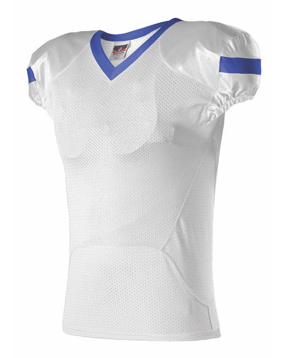 Alleson Athletic Youth Pro Flex Cut Belt Length Football Jersey 754Y #color_White/ Royal