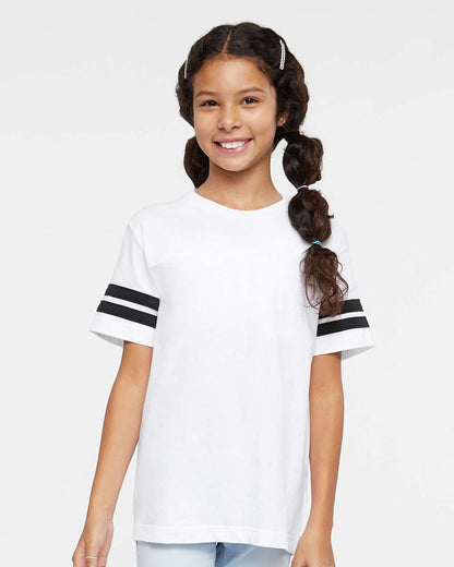 LAT Youth Football Fine Jersey Tee 6137 #colormdl_White Solid/ Black