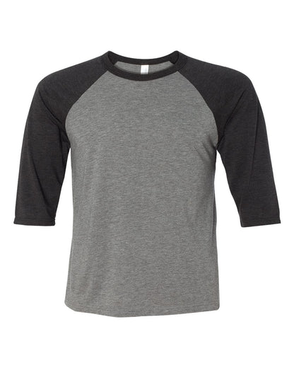 BELLA + CANVAS Toddler Three-Quarter Sleeve Baseball Tee 3200T #color_Grey/ Charcoal Black Triblend