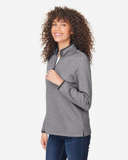 CORE365 Women's Venture Heathered Stripe Quarter-Zip Pullover CE73W #colormdl_Black/ White