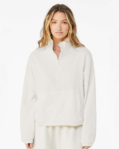 BELLA + CANVAS Women’s Sponge Fleece Half Zip Pullover 3953 #colormdl_Vintage White