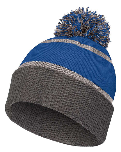 Holloway 8 1/2" Reflective Knit Beanie 223816 #color_Royal/ Carbon