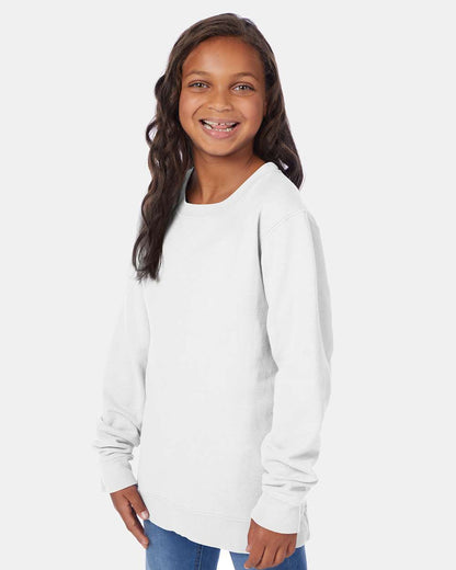 ComfortWash by Hanes Garment-Dyed Youth Crewneck Sweatshirt GDH475 #colormdl_White