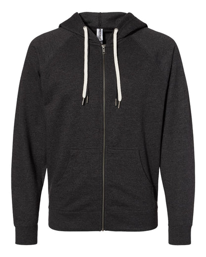 Independent Trading Co. Icon Lightweight Loopback Terry Full-Zip Hooded Sweatshirt SS1000Z #color_Charcoal Heather