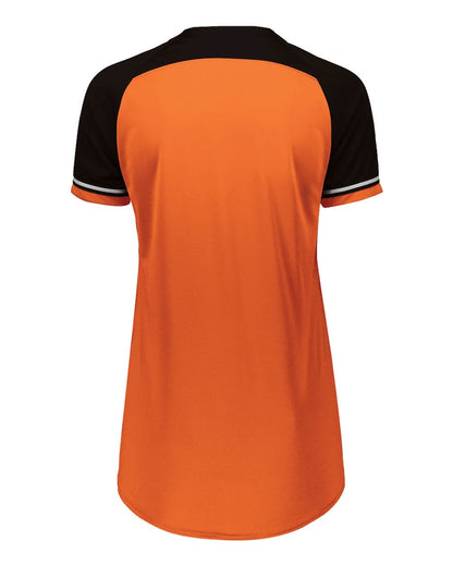 Russell Athletic Women's Classic V-Neck Jersey R01X3X #color_Burnt Orange/ Black/ White