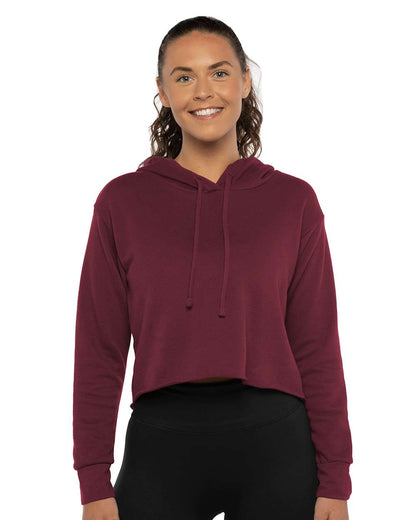 Next Level Women's Laguna Sueded Raw Edge Crop Hoodie 9384 #colormdl_Maroon