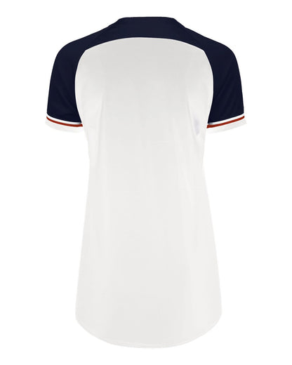 Russell Athletic Women's Classic V-Neck Jersey R01X3X #color_White/ Navy/ True Red