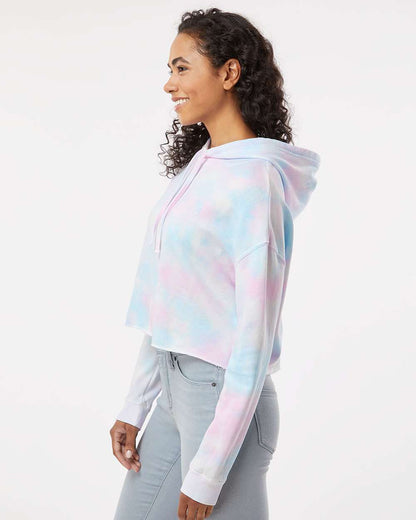 Independent Trading Co. Women’s Lightweight Crop Hooded Sweatshirt AFX64CRP #colormdl_Tie Dye Cotton Candy