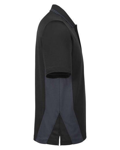 Harriton Men's Flash Snag Protection Plus IL Colorblock Polo M386 #color_Black/ Dark Charcoal