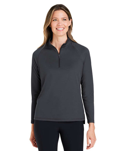 North End Women's Revive Coolcore® Quarter-Zip Pullover NE410W #colormdl_Carbon