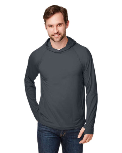 North End Unisex JAQ Stretch Performance Hooded Long Sleeve T-Shirt NE105 #colormdl_Carbon