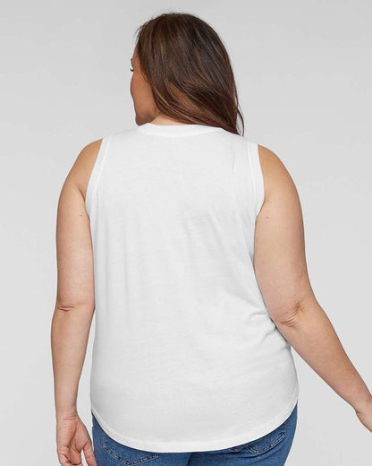 LAT Women's Curvy Relaxed Fine Jersey Tank 3892 #colormdl_White