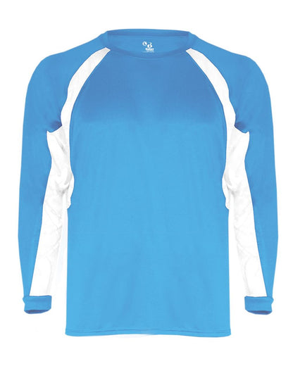 Badger Men's B-Core Hook Long Sleeve T-Shirt 4154 #color_Columbia Blue/ White