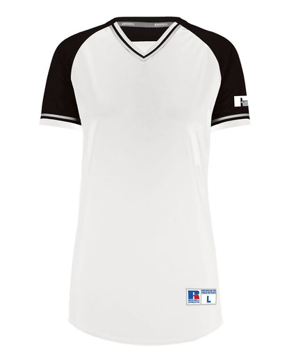 Russell Athletic Women's Classic V-Neck Jersey R01X3X #color_White/ Black/ White