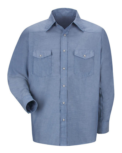 Red Kap Men's Deluxe Western Style Long Sleeve Shirt SC14 #color_Light Blue