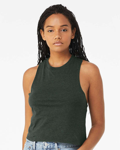 BELLA + CANVAS Women's Racerback Crop Tank 6682 #colormdl_Heather Forest