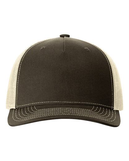 Richardson Five-Panel Trucker Cap 112FP #color_Chocolate Chip/ Birch