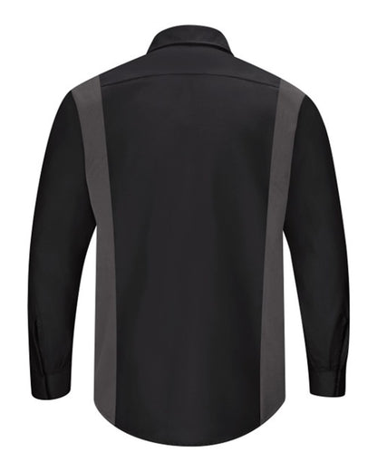 Red Kap Men's Tall Performance Plus Long Sleeve Shirt with OilBlok Technology SY32T #color_Black/ Charcoal