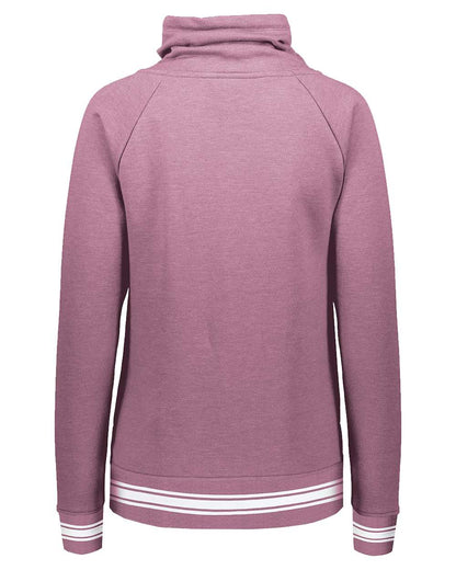 Holloway Women's All-American Fleece Funnel Neck Sweatshirt 229763 #color_Dusty Rose Heather/ White