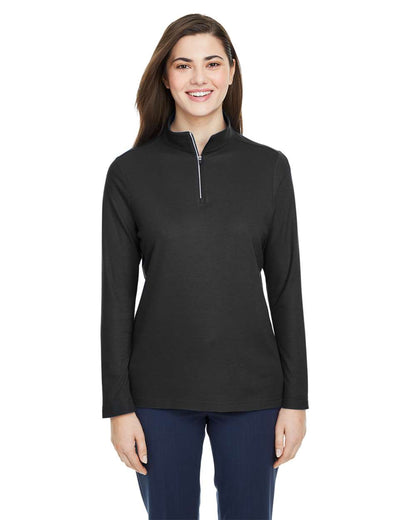 CORE365 Women's Fusion ChromaSoft™ Pique Quarter-Zip Pullover CE405W #colormdl_Black