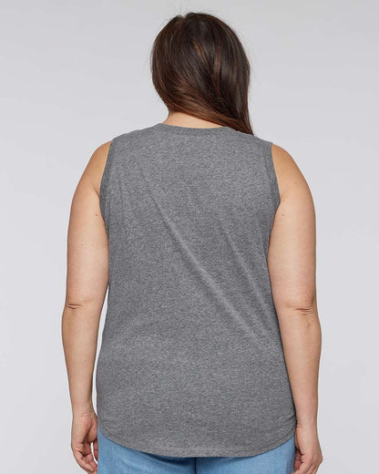 LAT Women's Curvy Relaxed Fine Jersey Tank 3892 #colormdl_Granite Heather