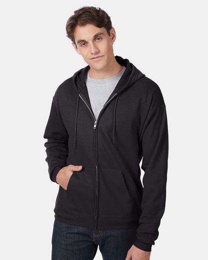 Hanes Unisex EcoSmart® Full-Zip Hooded Sweatshirt P180 #colormdl_Black