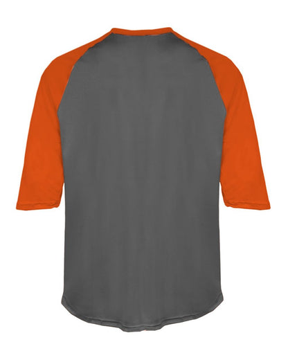 Badger Men's B-Core Three-Quarter Sleeve Baseball T-Shirt 4133 #color_Graphite/ Burnt Orange