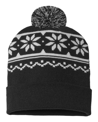 CAP AMERICA USA-Made Snowflake Beanie RKF12 #color_Black/ White