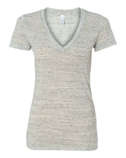 BELLA + CANVAS Women’s Jersey Deep V-Neck Tee 6035 #color_White Marble
