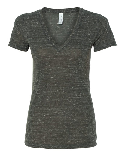 BELLA + CANVAS Women’s Jersey Deep V-Neck Tee 6035 #color_Charcoal Marble