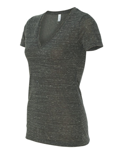 BELLA + CANVAS Women’s Jersey Deep V-Neck Tee 6035 #color_Charcoal Marble