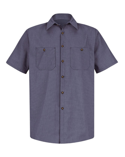 Red Kap Men's Premium Short Sleeve Work Shirt SP20 #color_EX-Blue/ Charcoal