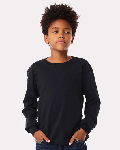 BELLA + CANVAS Youth 6oz. Heavyweight Long Sleeve Tee 3511Y #colormdl_Black